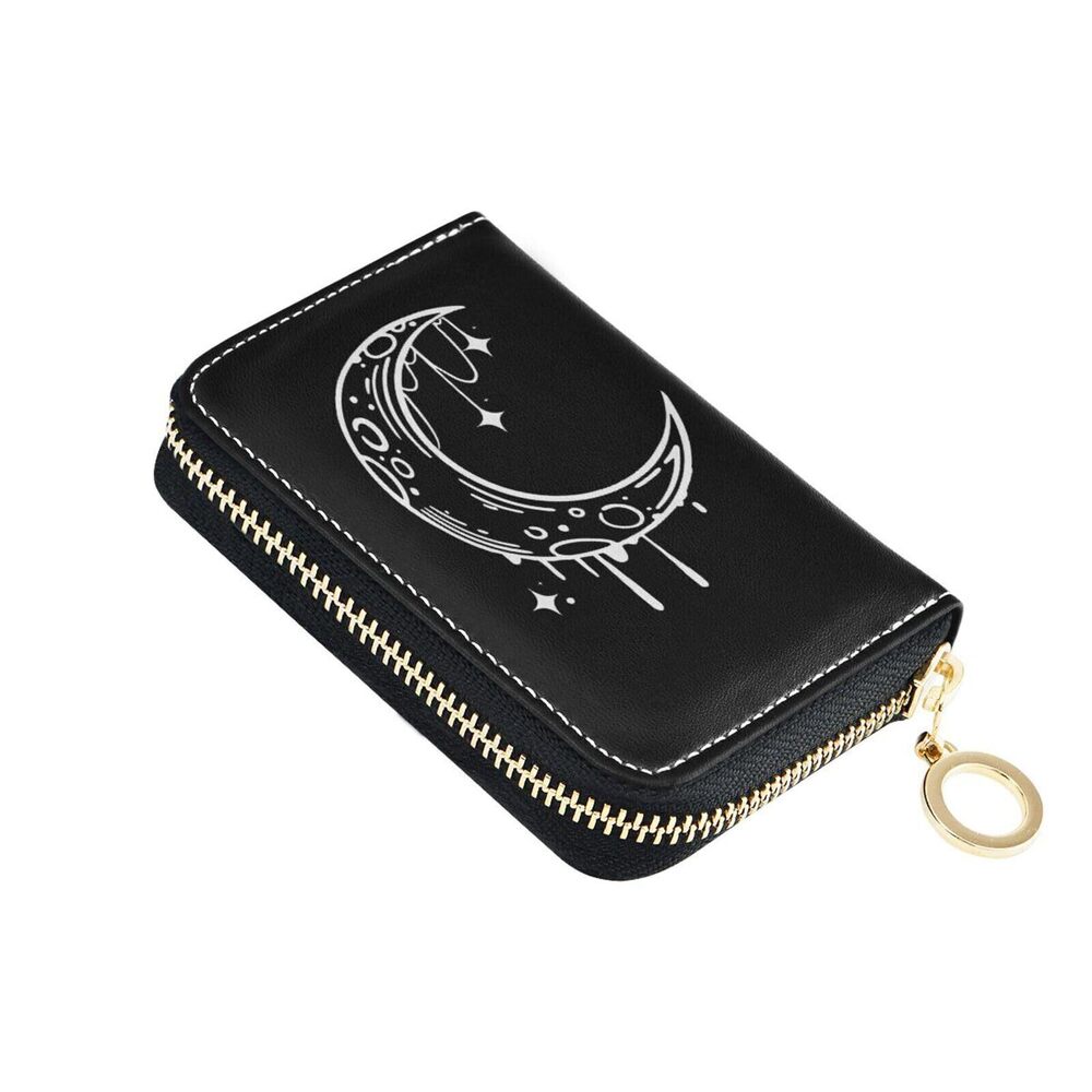 7726 Moon RFID Credit Card Holder Wallets Accordion Leather Zipper Card